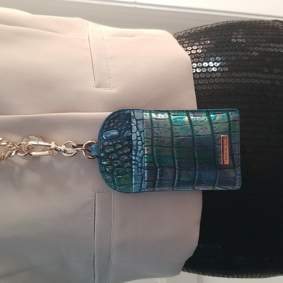 SOLD! NWT!Brahmin Stevie Blue Topaz Croc Embossed Leather ID Card Case Lanyard - Picture 12 of 15